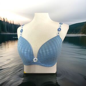 Marie Jo Lingerie Heartshape Bra Underwire Daisy Blue UK 30 USA 32 Padded